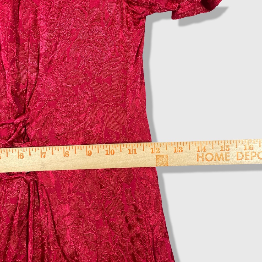 New Frontier Maxi Dress Women Size 3 Red Vintage Jacquard Coquette Goth Romantic - Picture 8 of 10